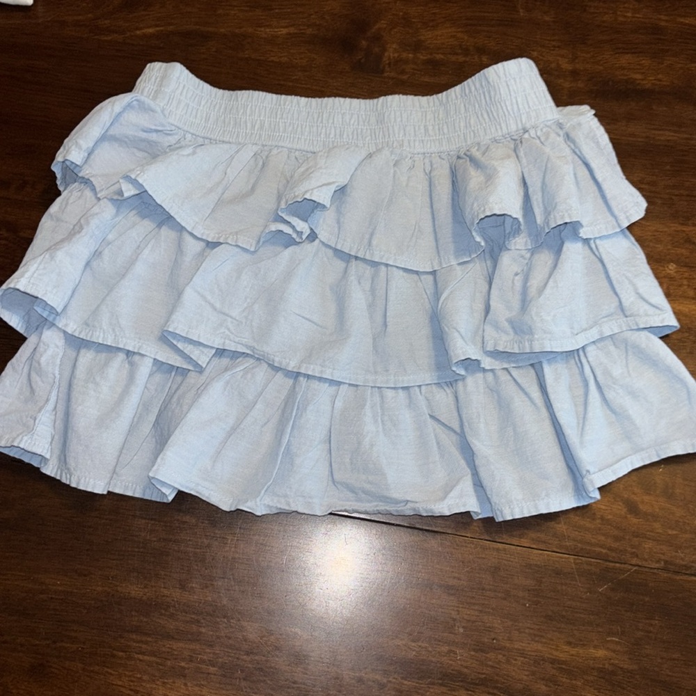 Gymboree Crazy 8 white top w ruffles & Lt blue ruffle skirt size 10/12 - Picture 7 of 7